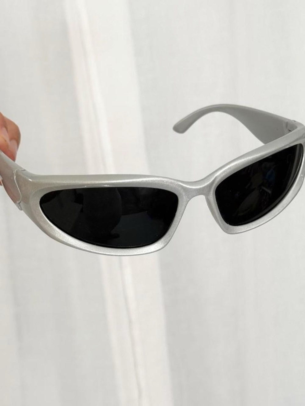 ✿ silver wrap sunglasses • futuristic sporty shield shades